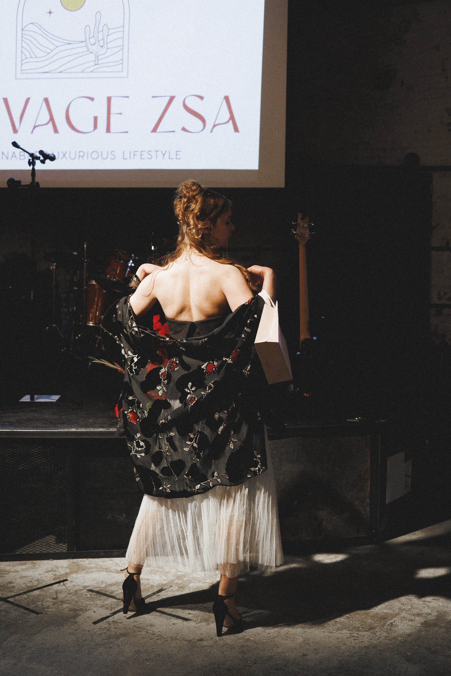 Black Floral Embroidered Shawl - SAUVAGE ZSA™