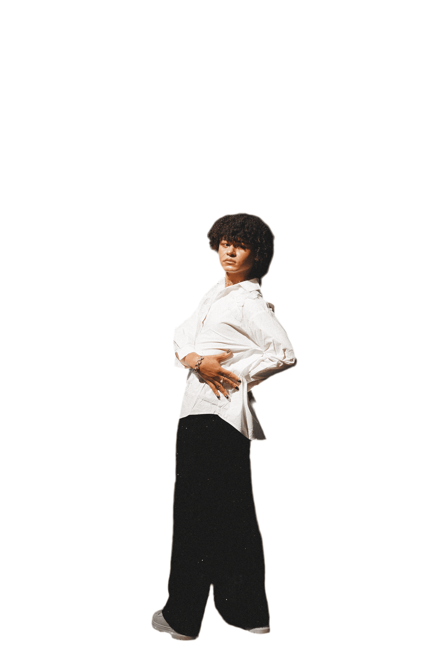 White Button Down Shirt with Handmade Beaded Flower Adornments - SAUVAGE ZSA™