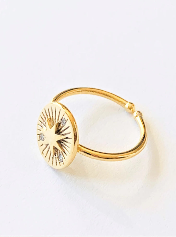 Gold Starburst Quartz Ring