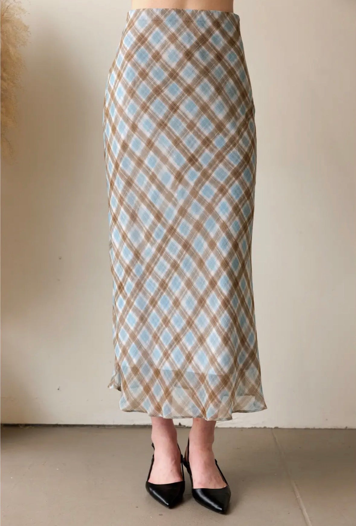 Plaid Bias Cut Skirt