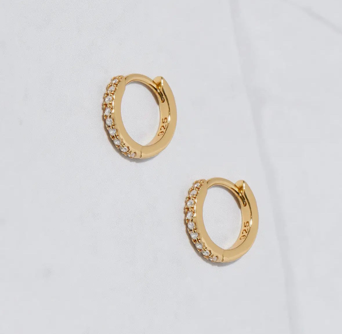 Gold & White Gold Pavé Huggie Earrings