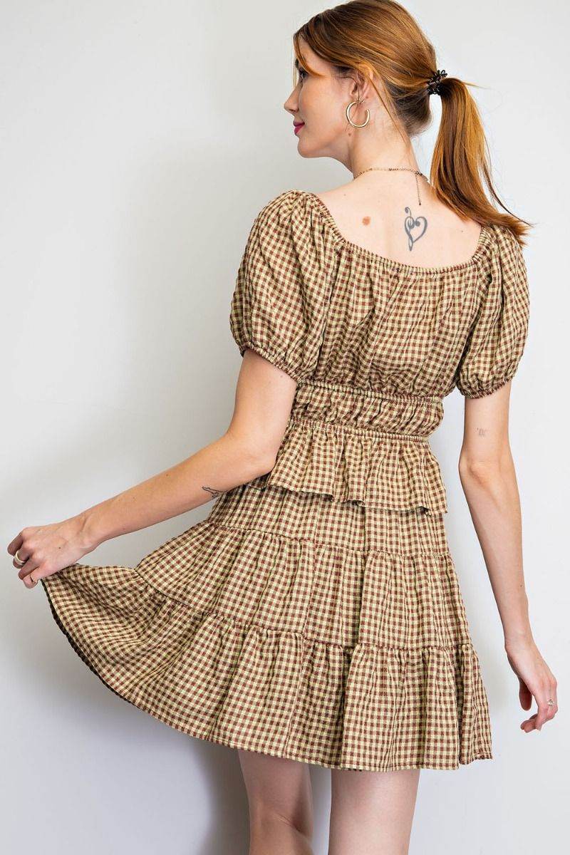 Brown Gingham Ruffle Mini Skirt - SAUVAGE ZSA™