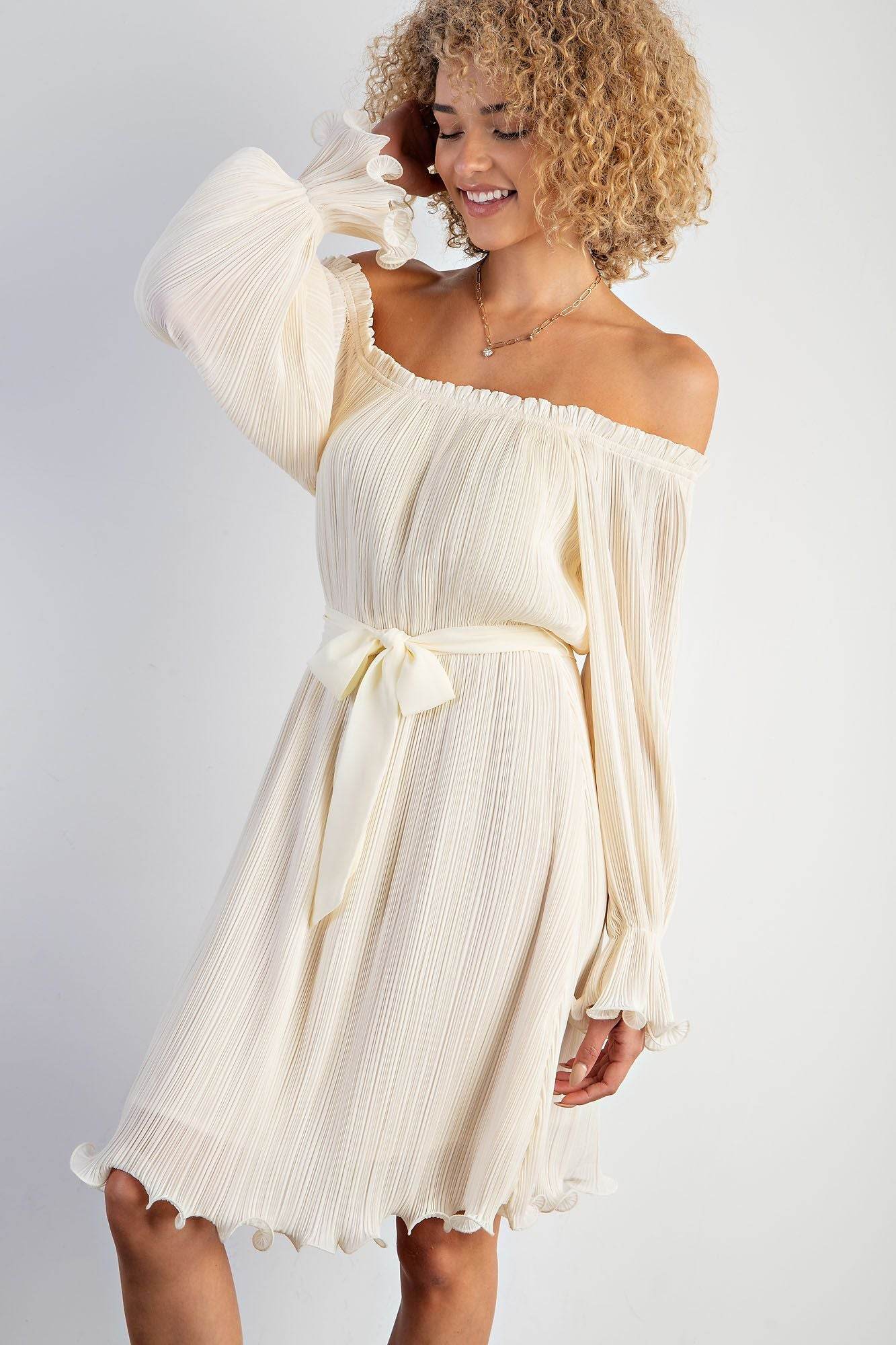 Lilac Pleated Chiffon Midi Dress - SAUVAGE ZSA™