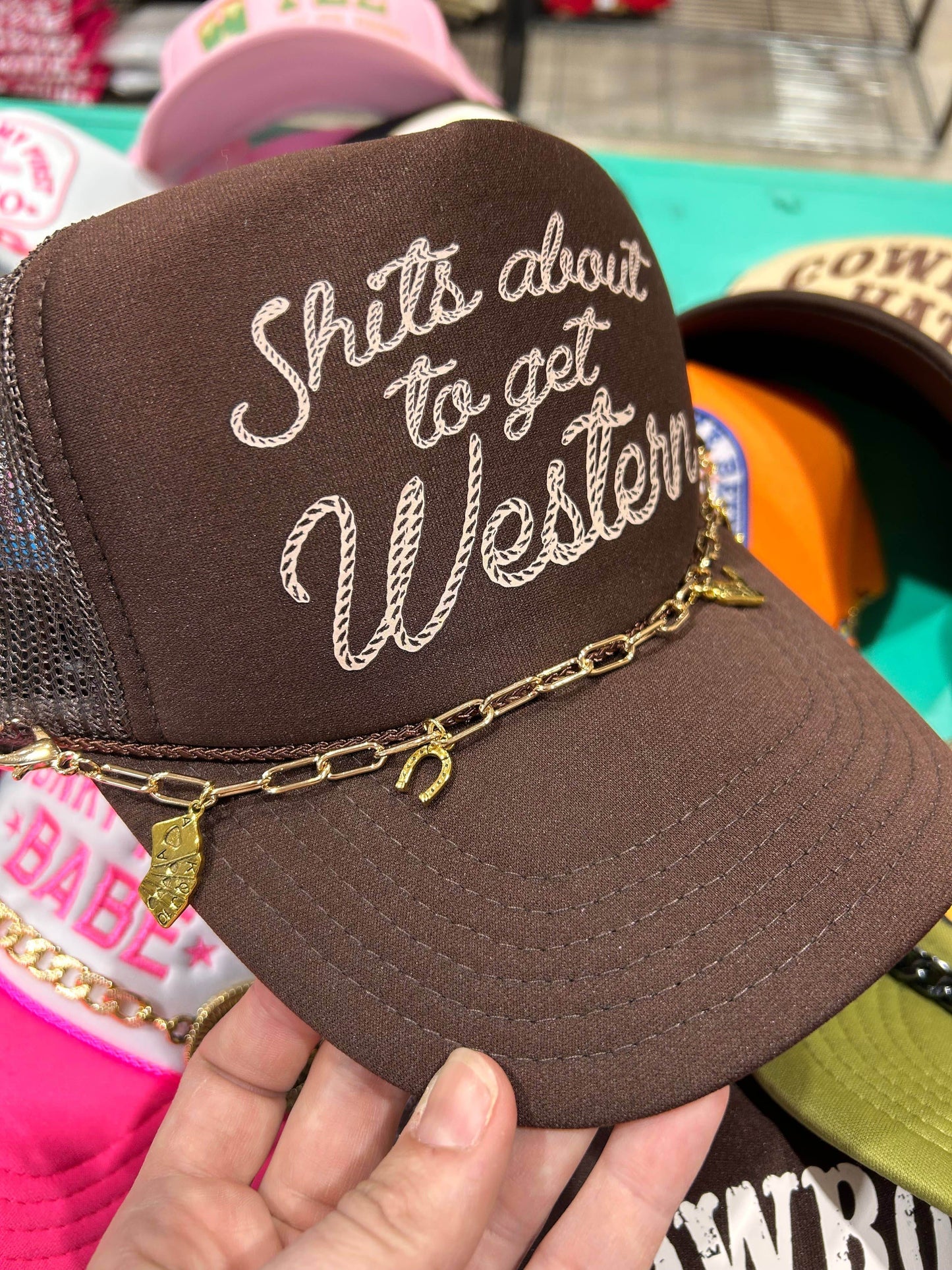 Gold Western Charmed Trucker Hat Chain - SAUVAGE ZSA™