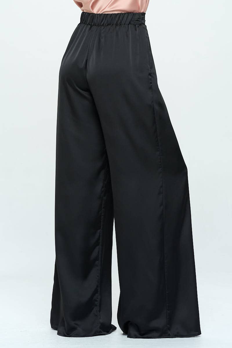 Business Casual Wide Leg Stretch Satin Pants