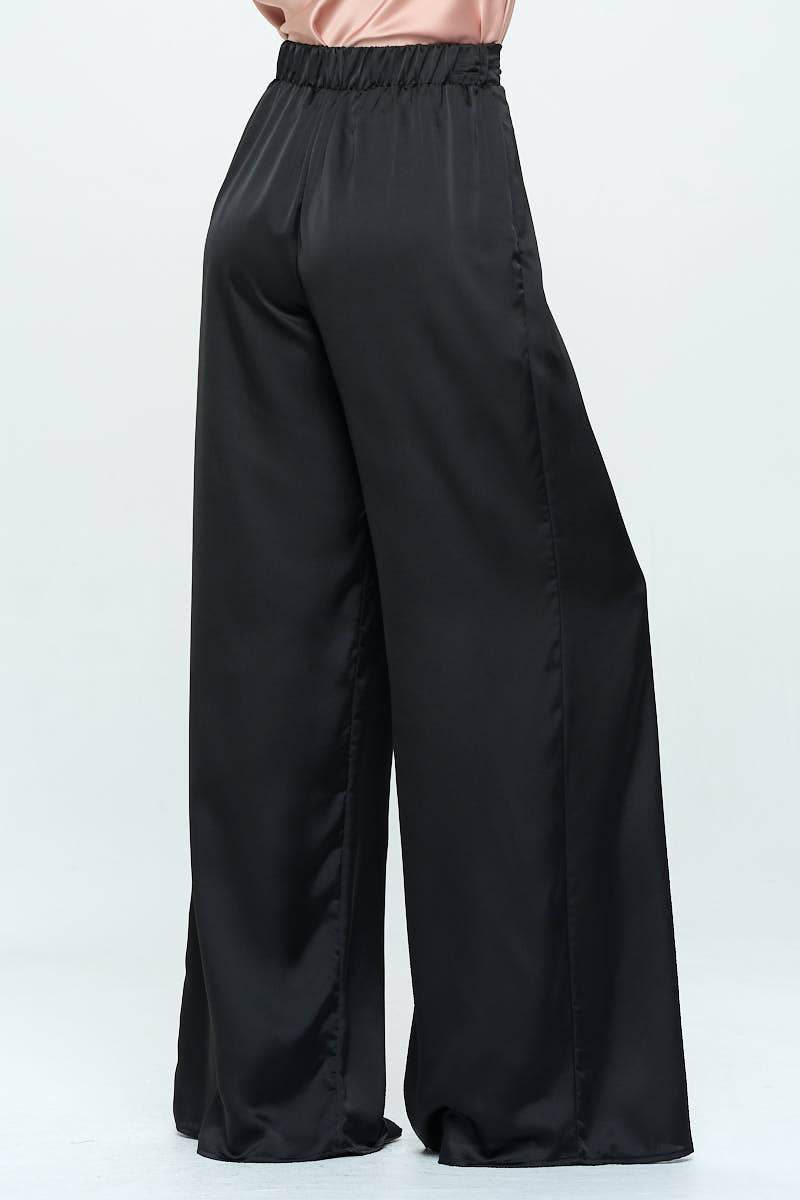 Business Casual Wide Leg Stretch Satin Pants - SAUVAGE ZSA™
