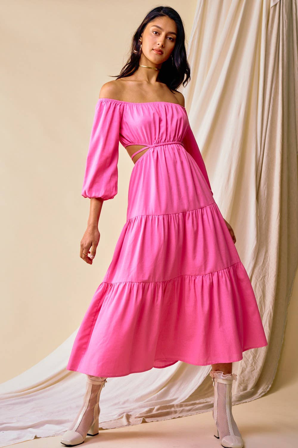Off Shoulder Contemporary Maxi Dress