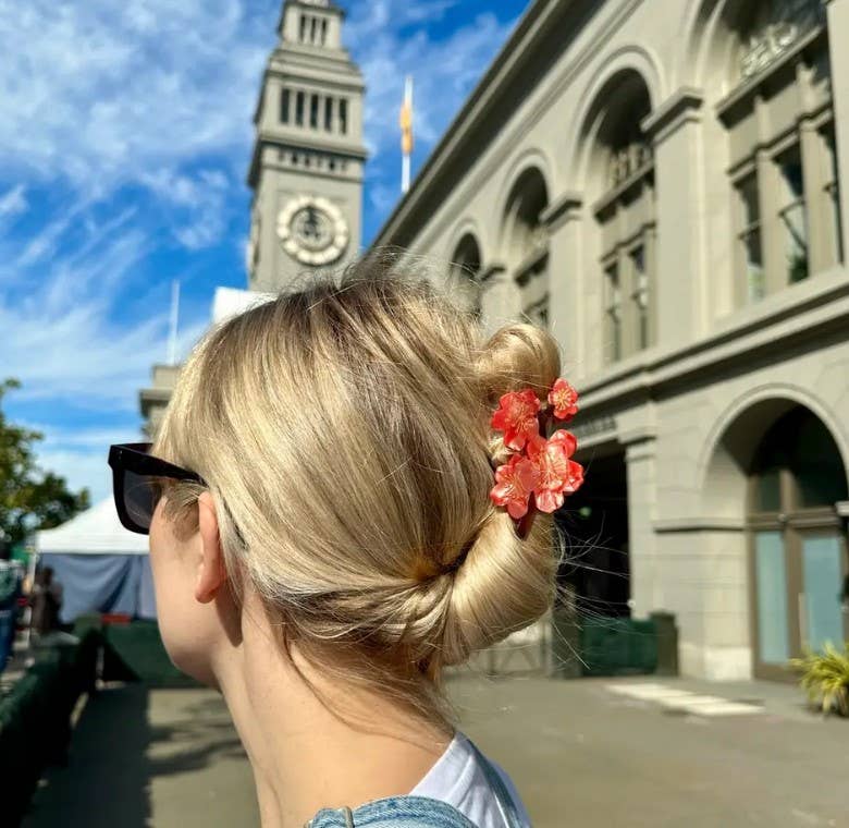Hand-painted Cherry Blossoms Flower Claw Hair Clip | Eco