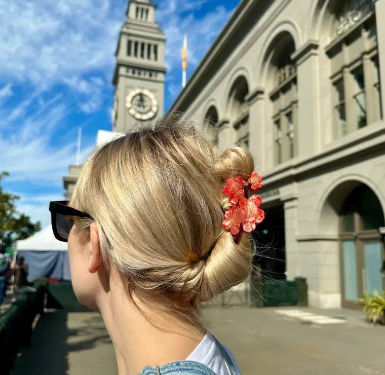 Hand-painted Cherry Blossoms Flower Claw Hair Clip | Eco - SAUVAGE ZSA™