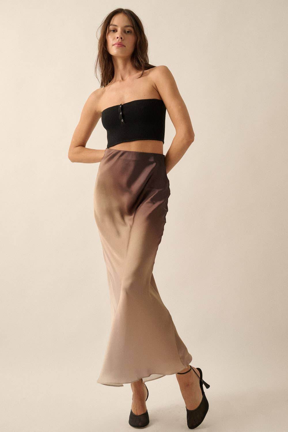 High-Waist Ombre Woven Maxi Skirt - SAUVAGE ZSA™