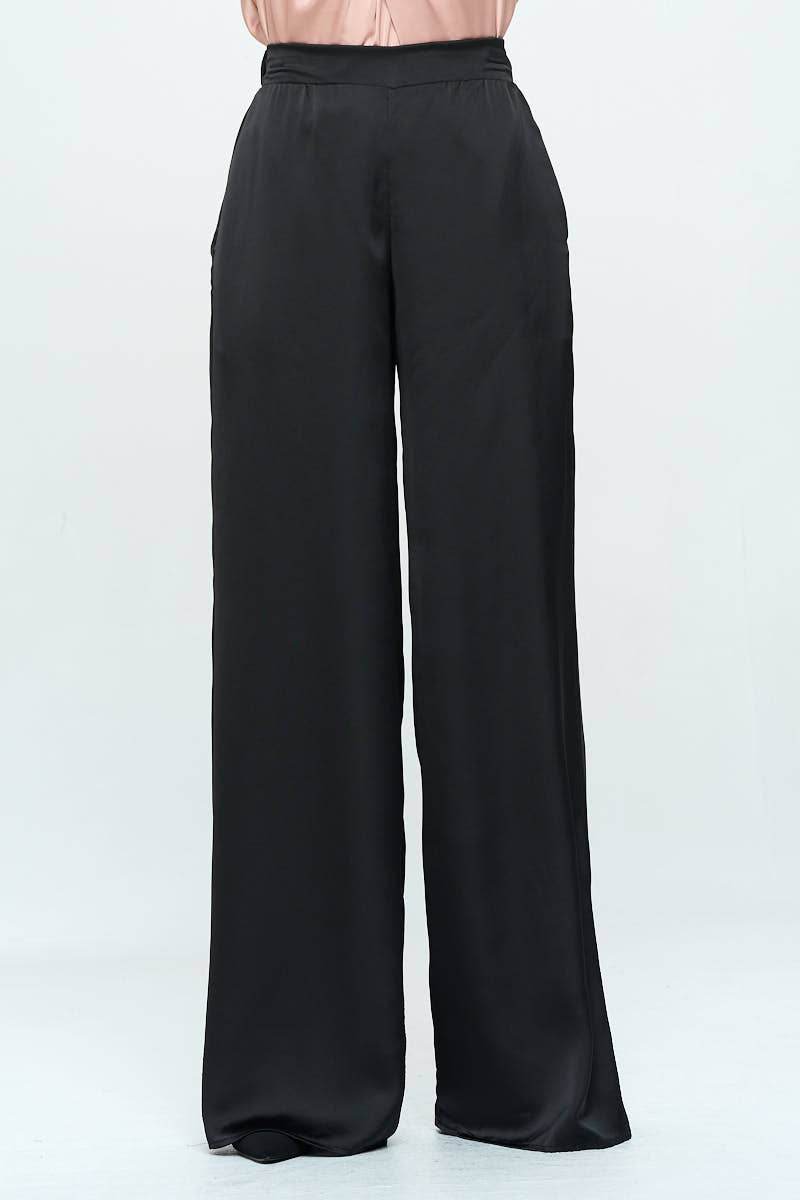 Business Casual Wide Leg Stretch Satin Pants - SAUVAGE ZSA™