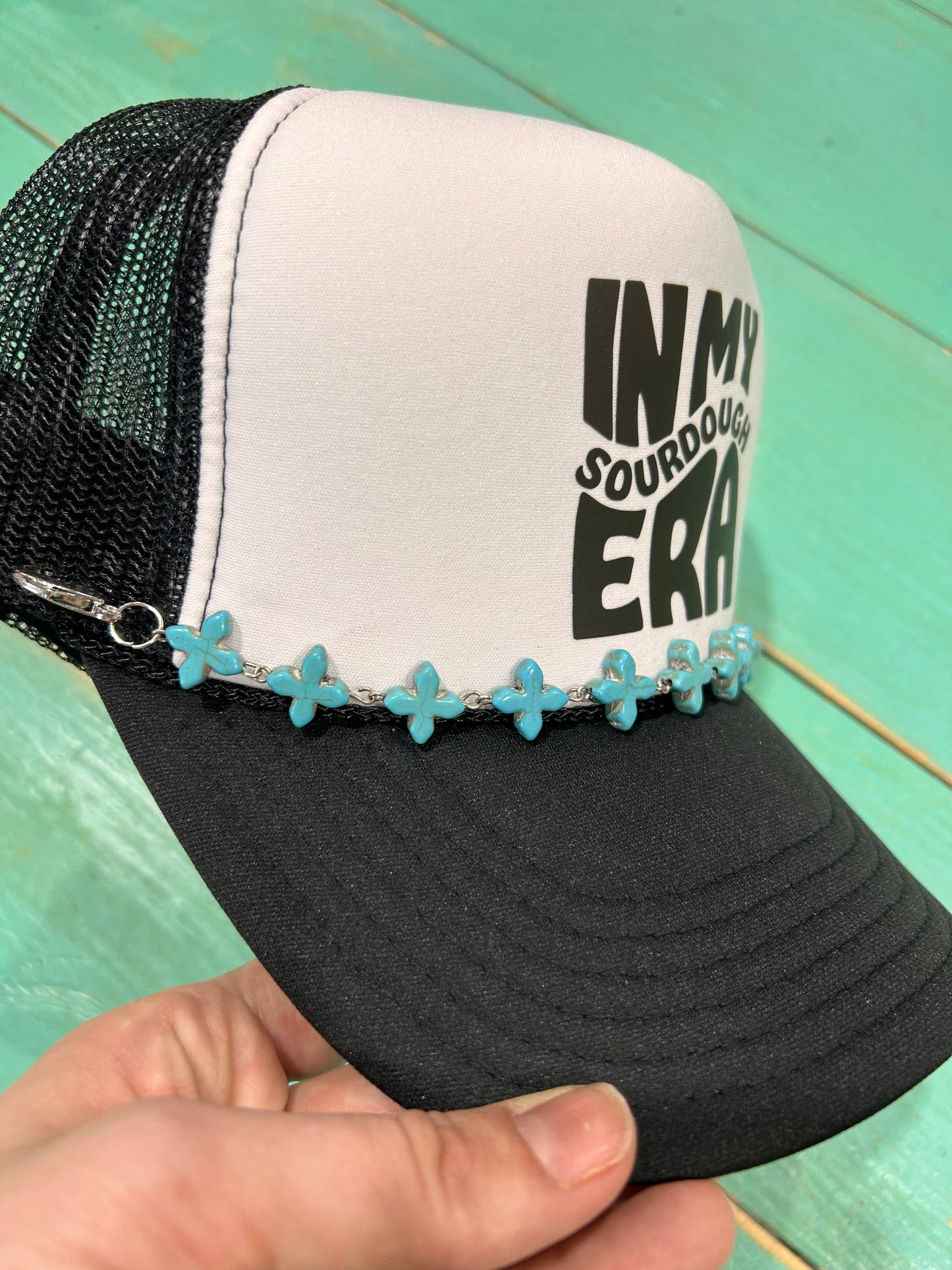 Turquoise Cross Trucker Hat Chain | Hat Band | Hat Chain |