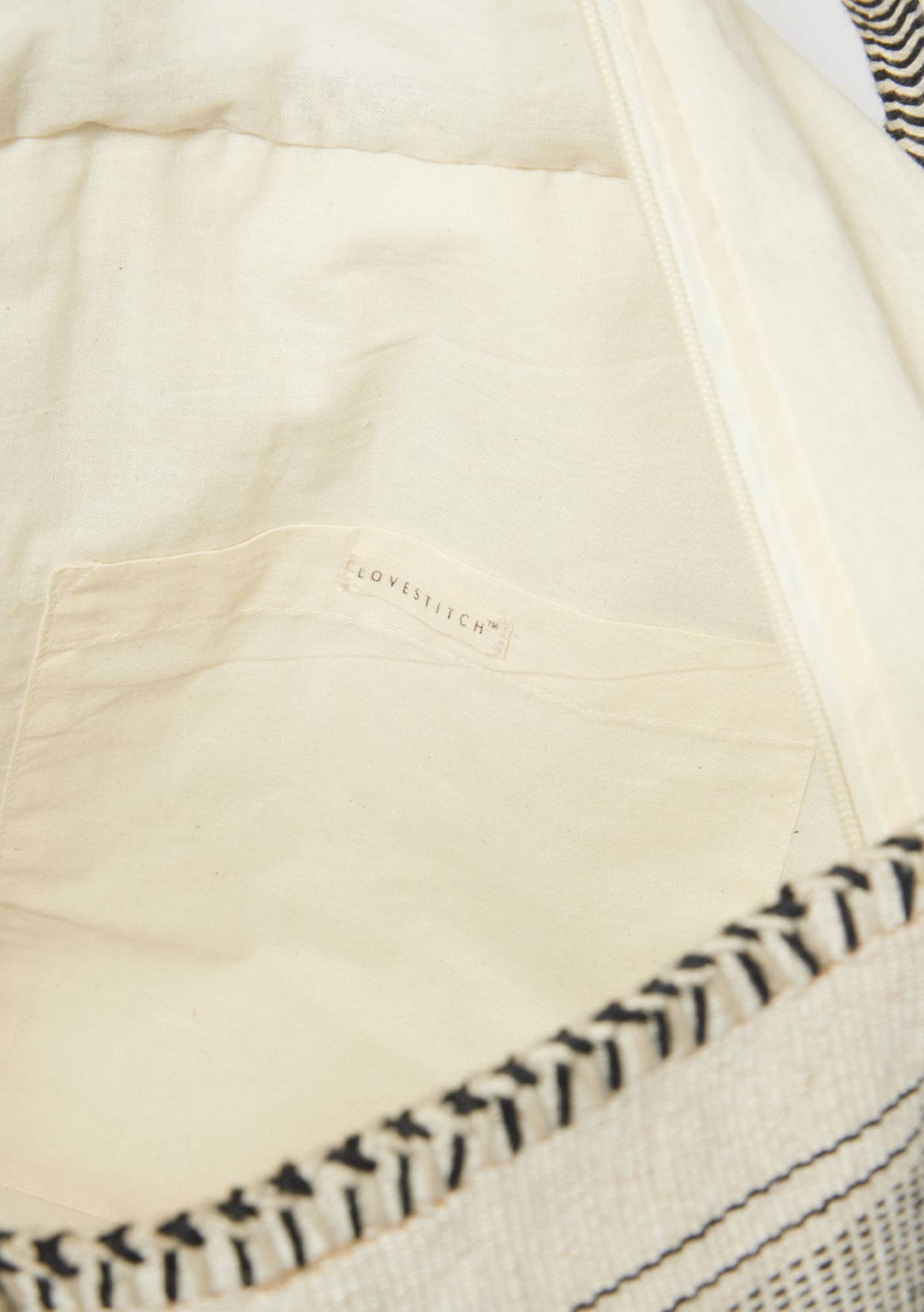 Large Woven Cotton Zip-Up Tote Bag
