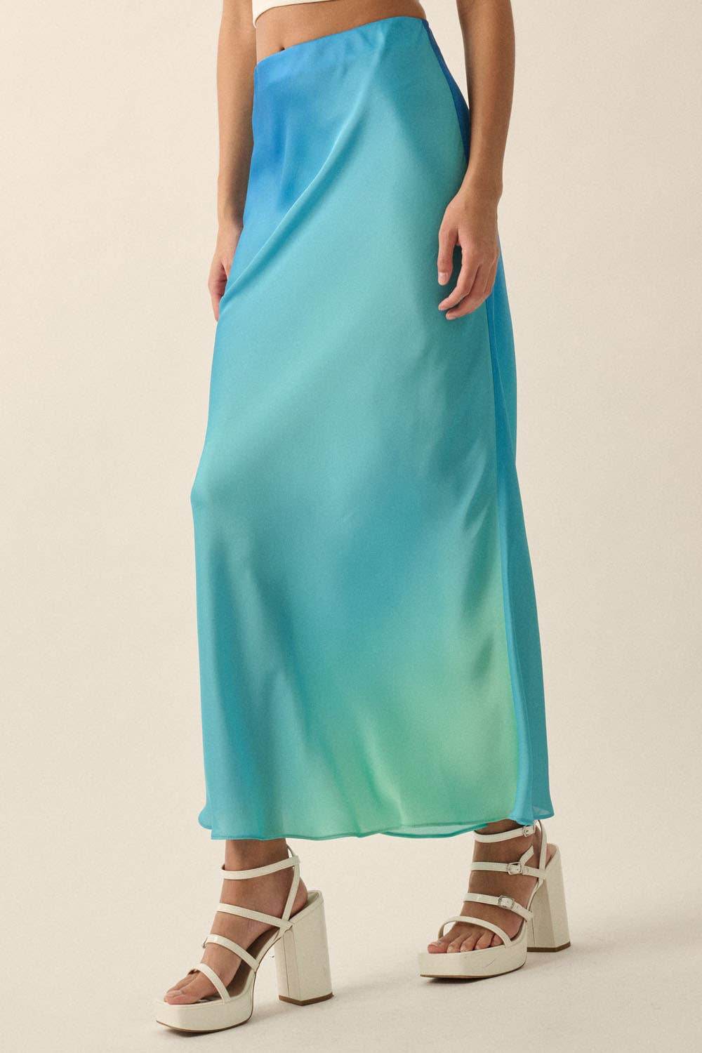 High-Waist Ombre Woven Maxi Skirt - SAUVAGE ZSA™