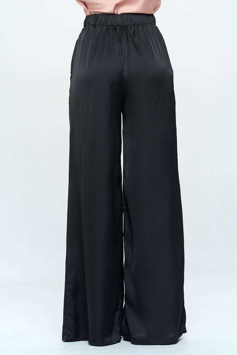 Business Casual Wide Leg Stretch Satin Pants - SAUVAGE ZSA™