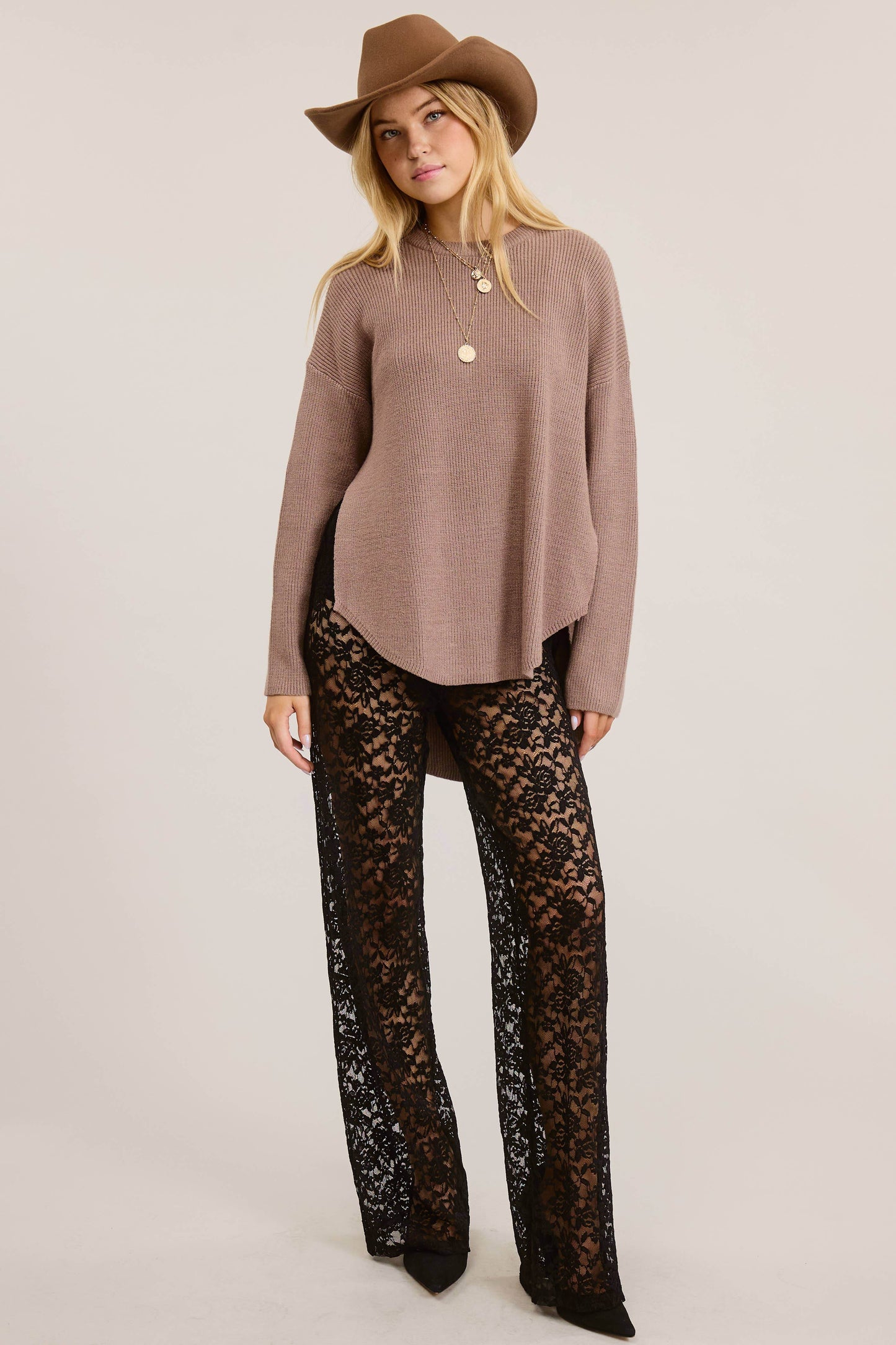 Cozy Knit Sweater with Dual Side Slit - SAUVAGE ZSA™