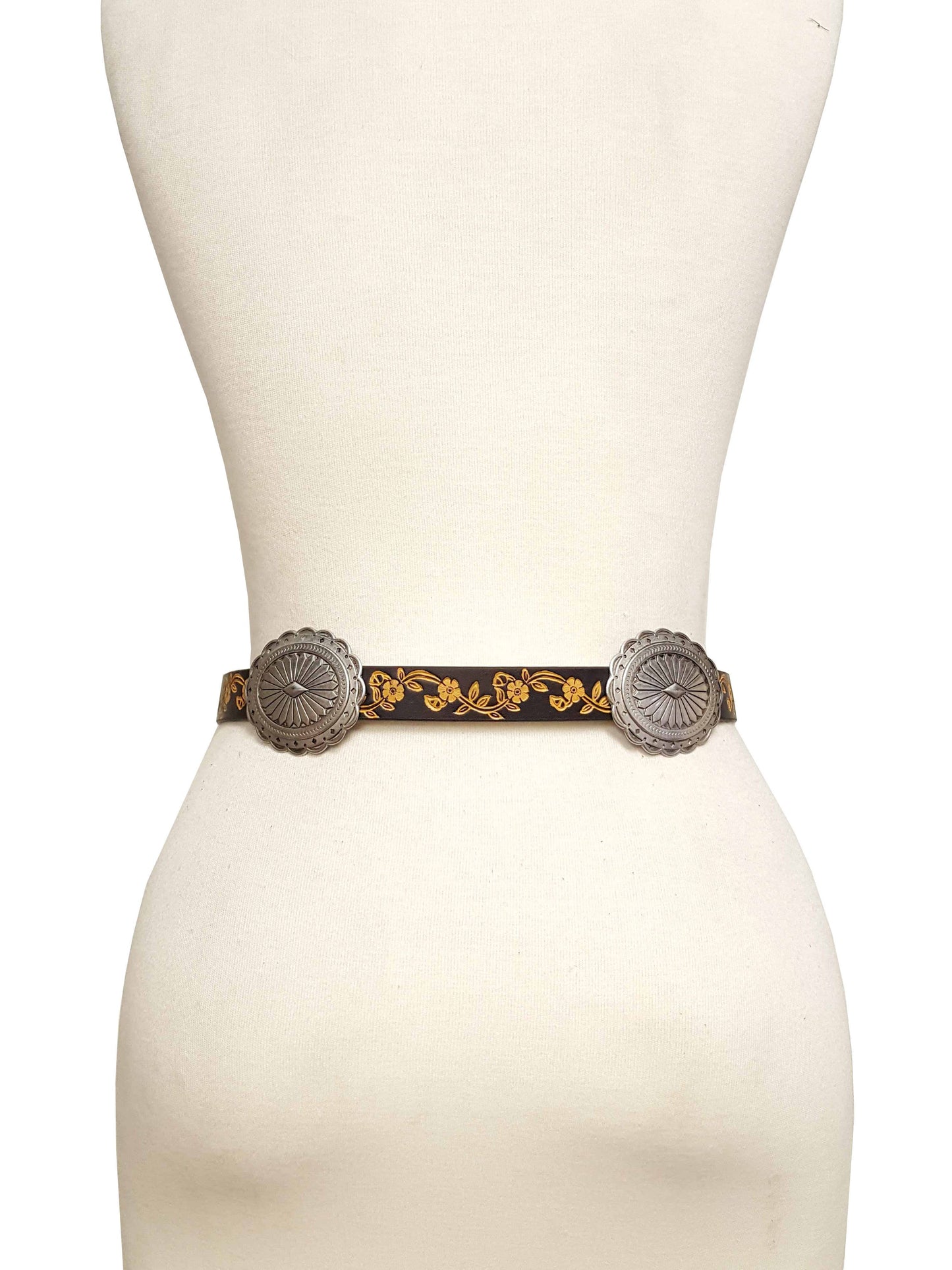 Concho Waist Belt with Floral Embossed Belt