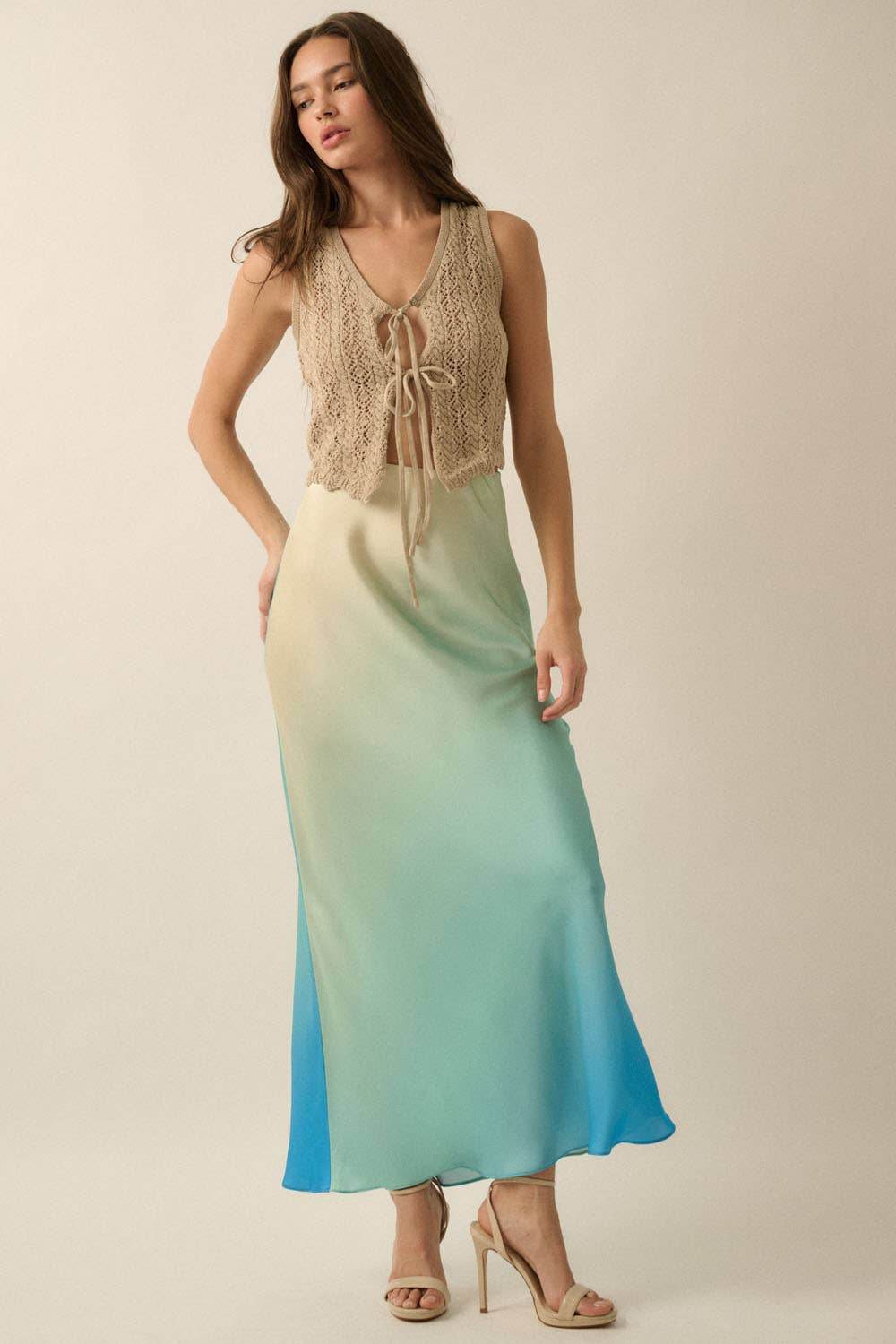 High-Waist Ombre Woven Maxi Skirt - SAUVAGE ZSA™