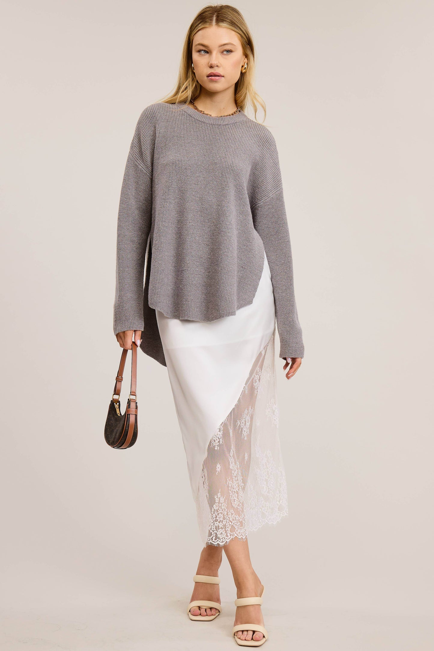 Cozy Knit Sweater with Dual Side Slit - SAUVAGE ZSA™