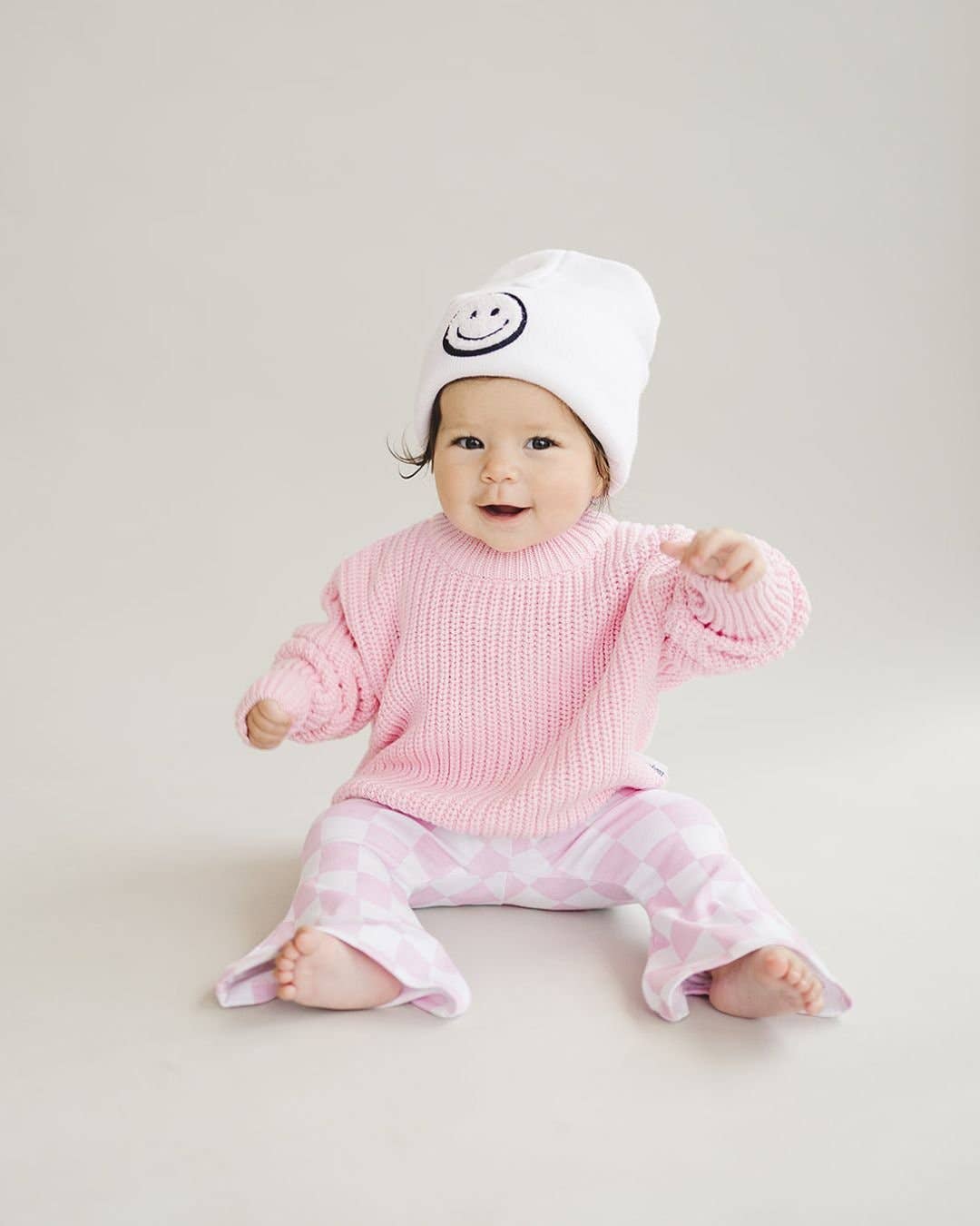 Kids Checkered Pink Flare Pants