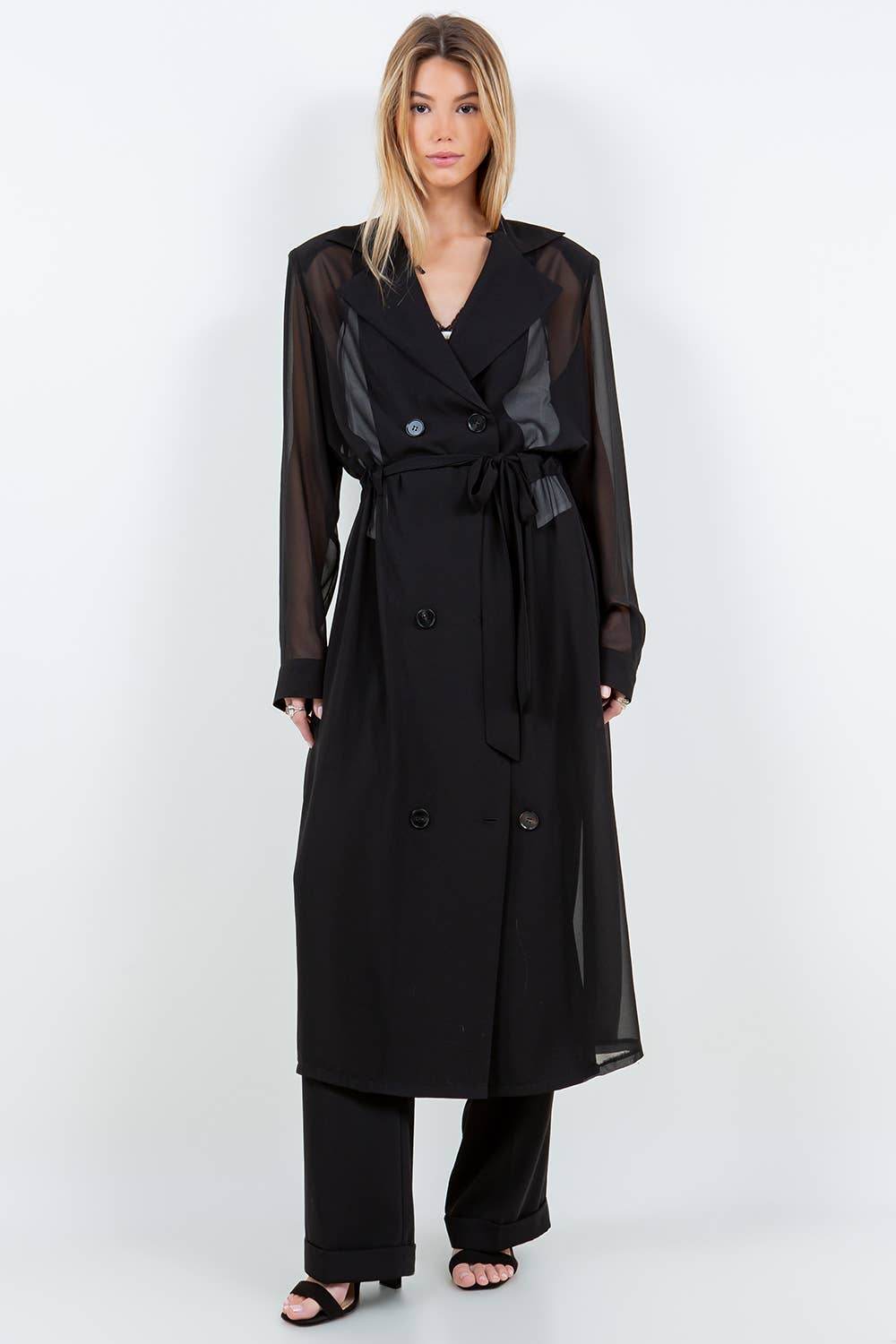 Sheer Belted Trench Coat - SAUVAGE ZSA™