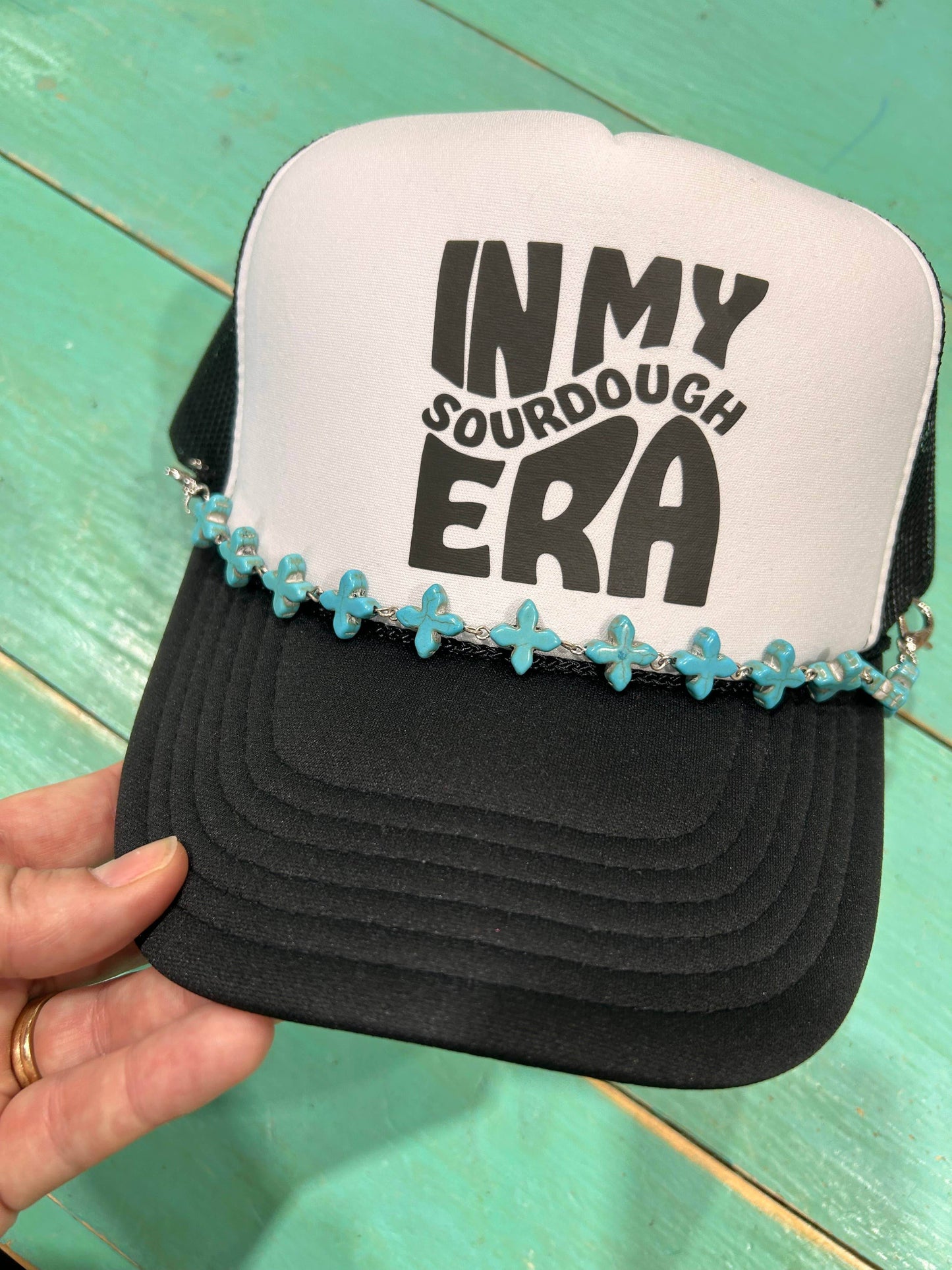 Turquoise Cross Trucker Hat Chain | Hat Band | Hat Chain | - SAUVAGE ZSA™