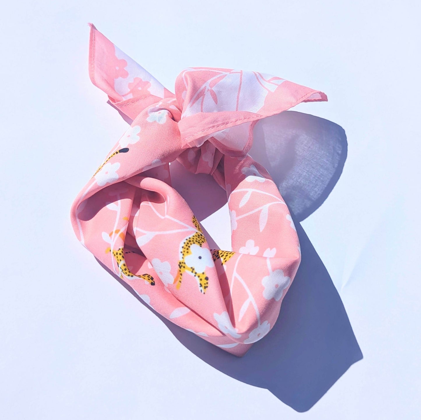 100% Cotton Bandana - Cheetahs and Cherry Blossoms - SAUVAGE ZSA™