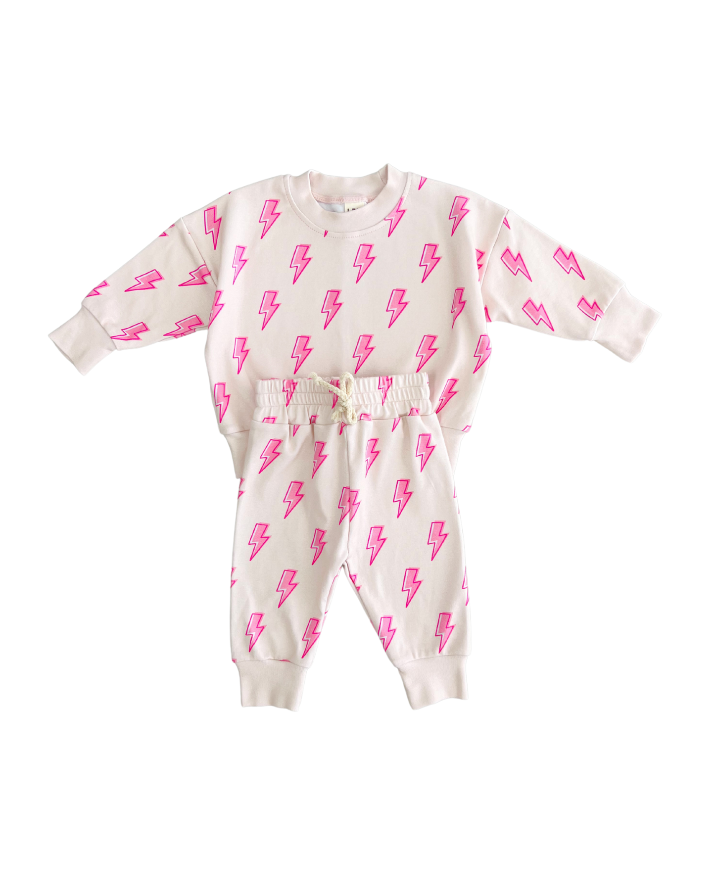 Kids Jogger Set with Pink Lightning Bolts