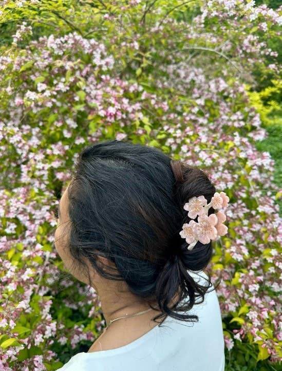 Hand-painted Cherry Blossoms Flower Claw Hair Clip | Eco - SAUVAGE ZSA™