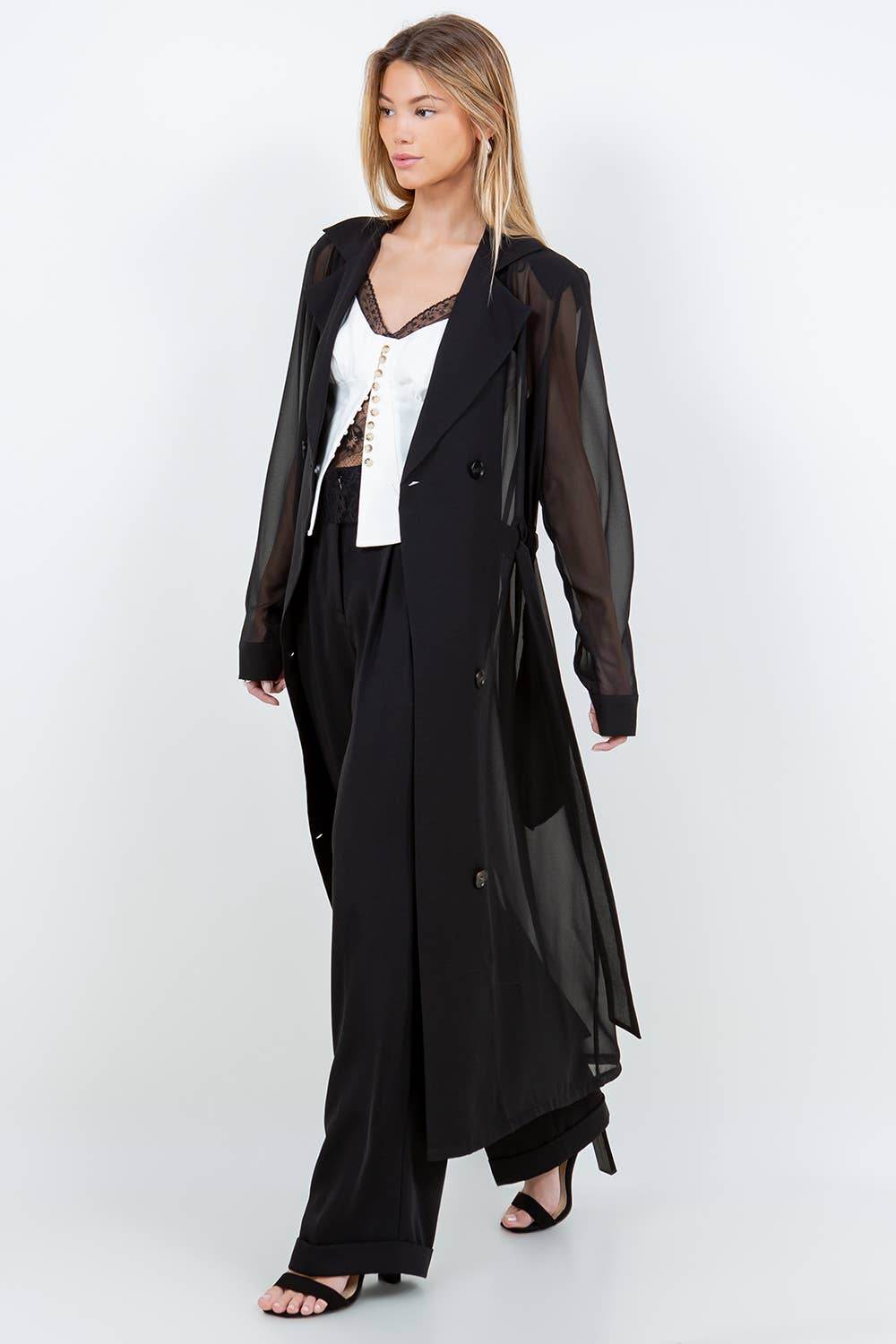Sheer Belted Trench Coat - SAUVAGE ZSA™