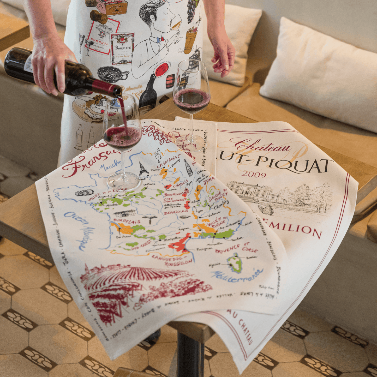 French Wines Labels Tea Towels - SAUVAGE ZSA™