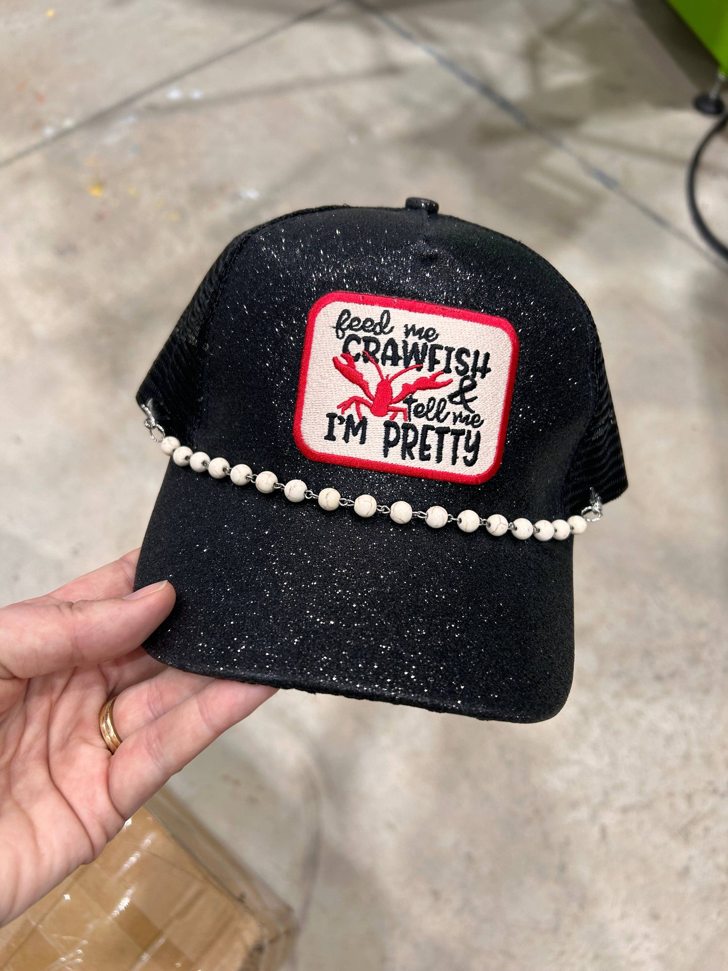 White Turquoise Trucker Hat Chain