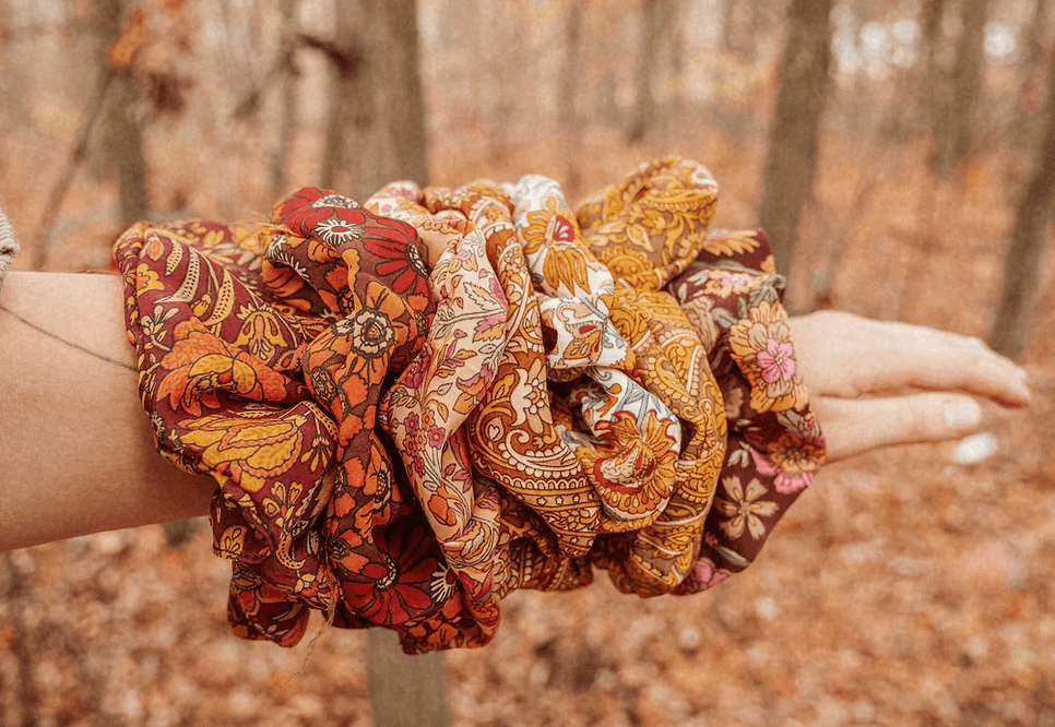 Upcycled Silk Floral Hair Scrunchies - SAUVAGE ZSA™