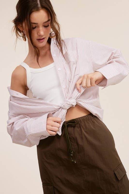100% Cotton Striped Button Down Shirt - SAUVAGE ZSA™