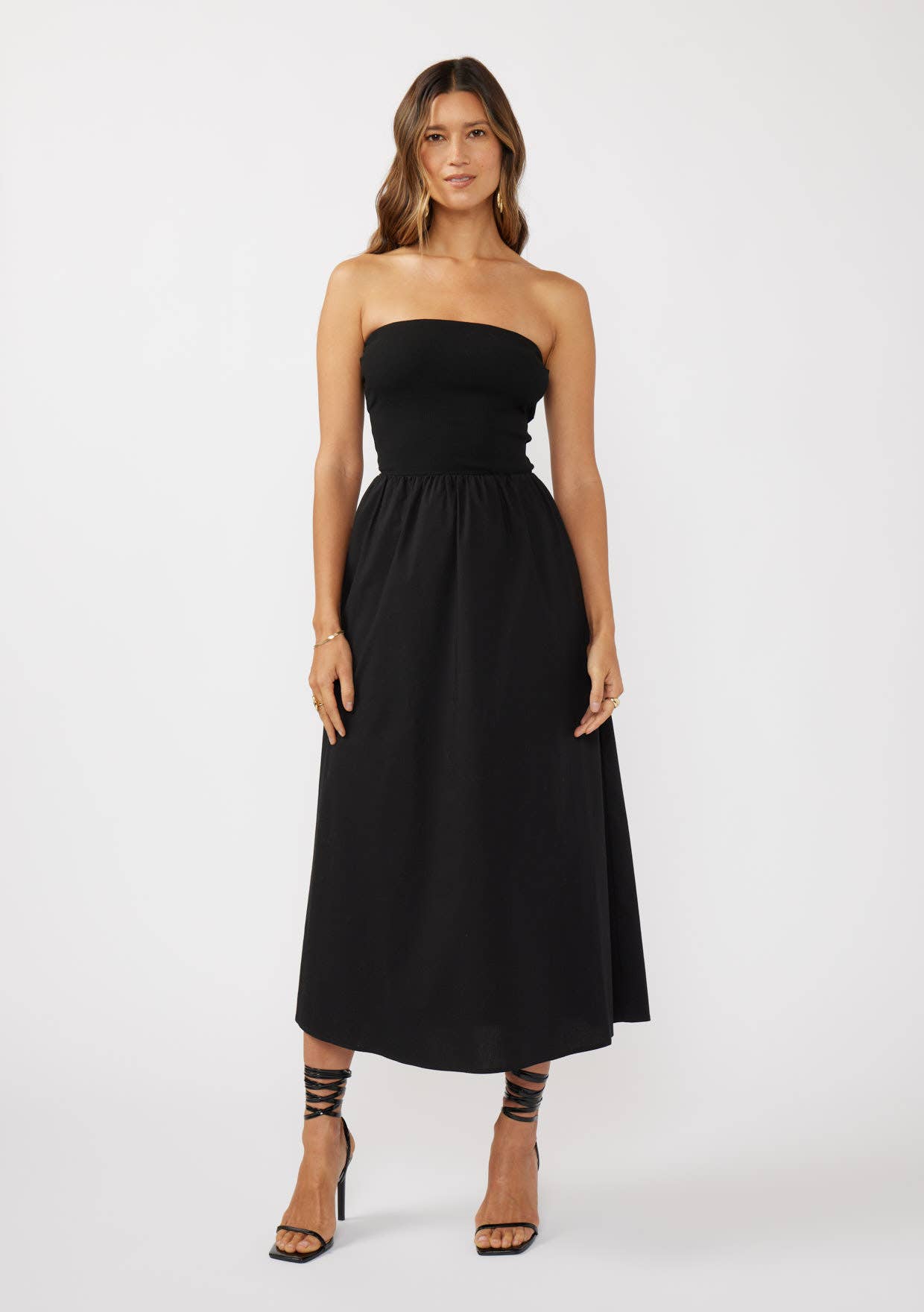 Strapless Poplin Midi Dress with Side Pockets SAUVAGE ZSA Strapless Poplin Midi Dress with Side Pockets SAUVAGE ZSA