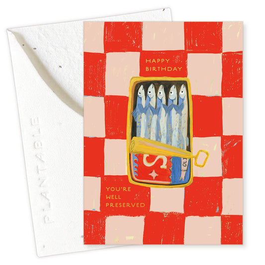 Plantable Birthday Mini Greeting Card - Sardines