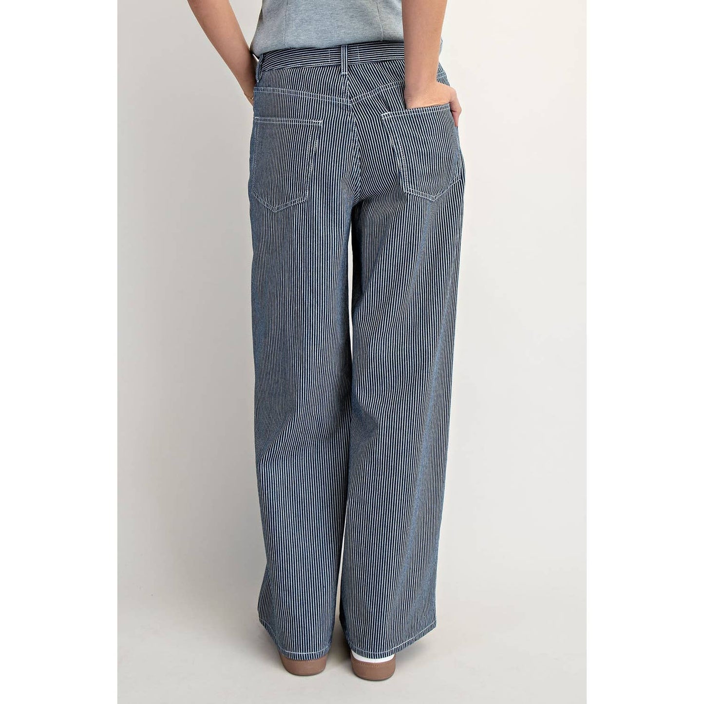 Full Length High Waisted Stripe Jeans