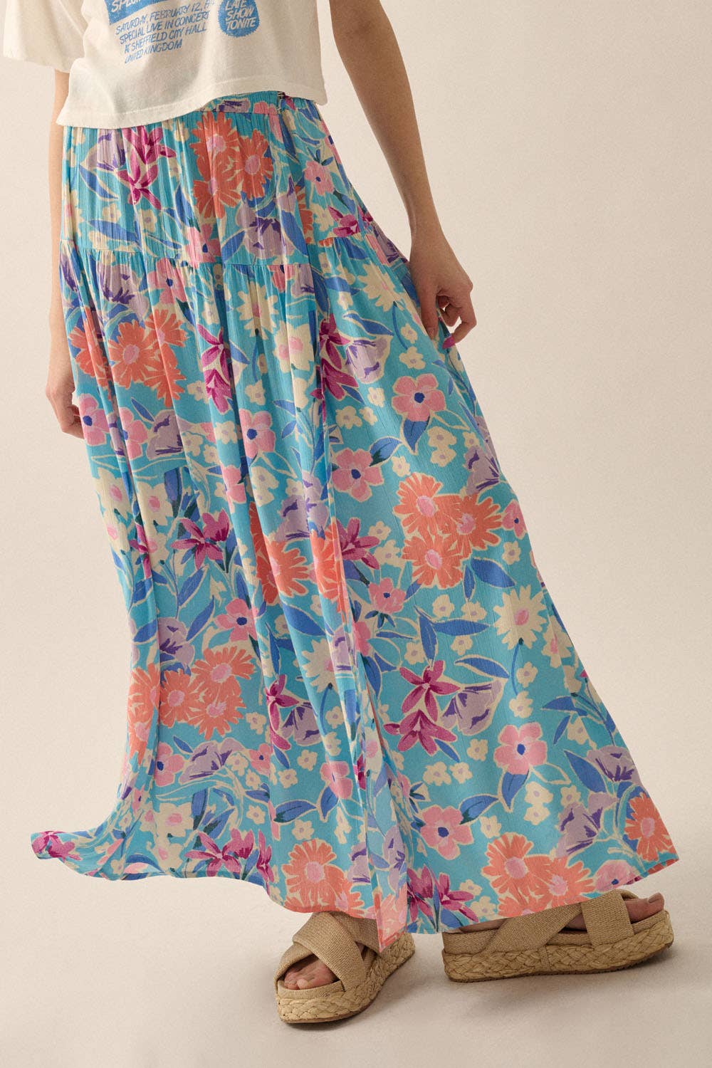 Summer Floral Maxi Skirt