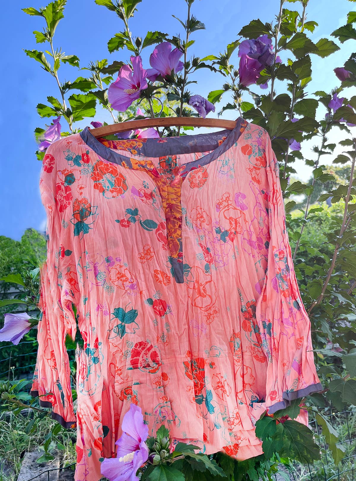 3/4 Sleeve Crinkle Top Papillon Pink