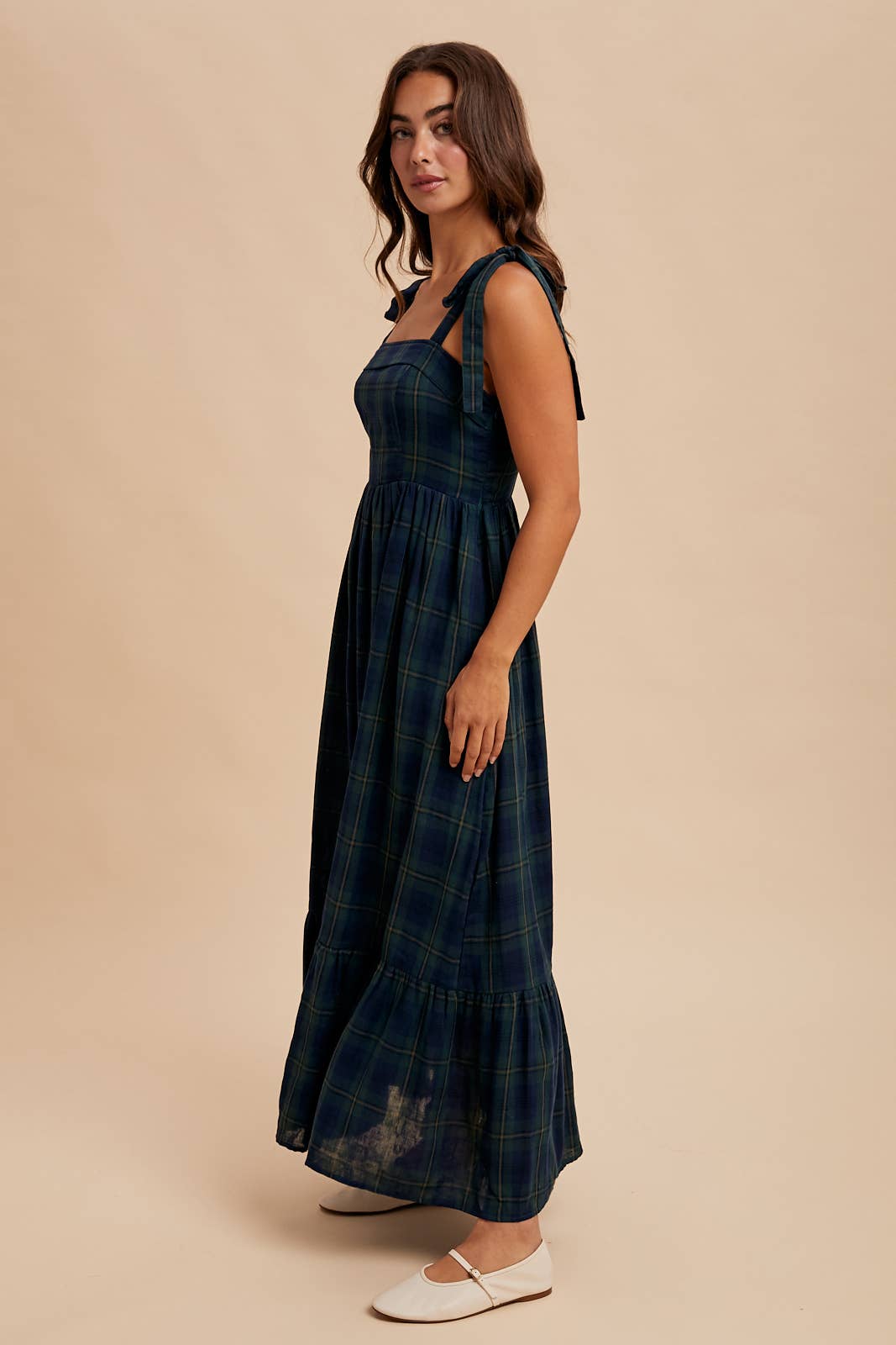 Tartan Red Plaid Cotton Maxi Dress