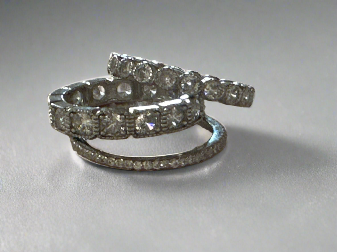 Stacking .925 Sterling Silver & Crystal Infinity Rings Size 7