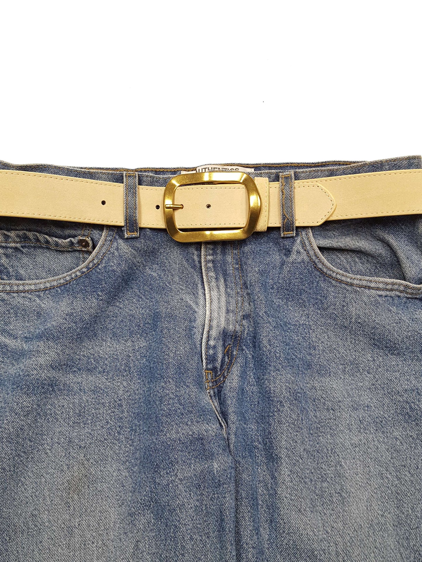 Genuine Suede Leather Belt With Timeless Rectangular Buckle