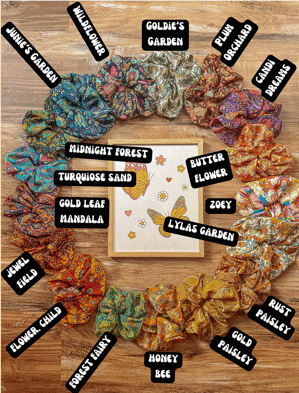 Upcycled Silk Floral Hair Scrunchies