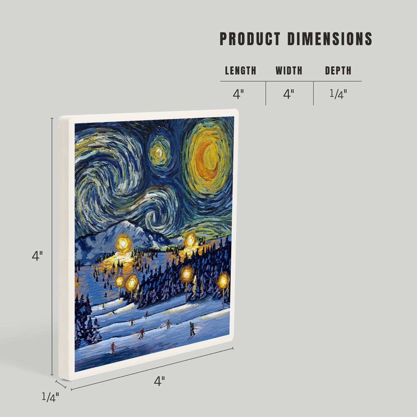 CERAMIC COASTER Ski Resort with Mountain, Starry Night