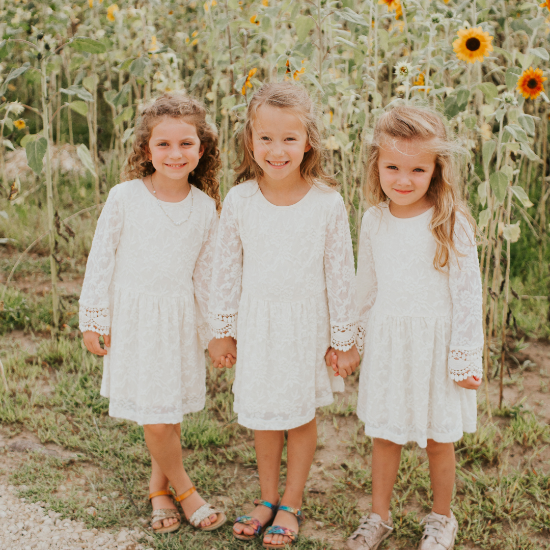 Ivory Lace Mommy & Me Bridal Dress - Flower Girl Dress - Wedding Girl