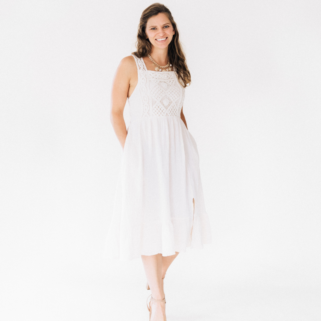 Soft White Crochet Dress - Women