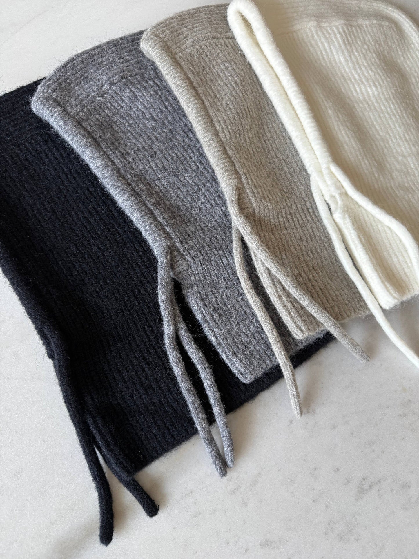 Luxe Knit Blend Balaclava Drawstring Winter Hood