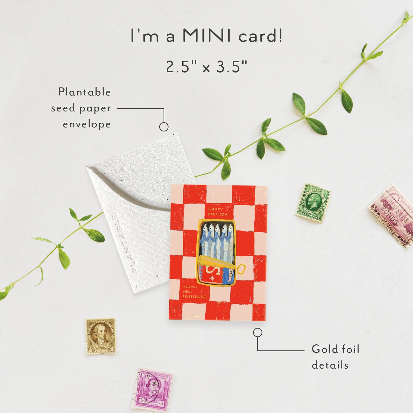 Plantable Birthday Mini Greeting Card - Sardines