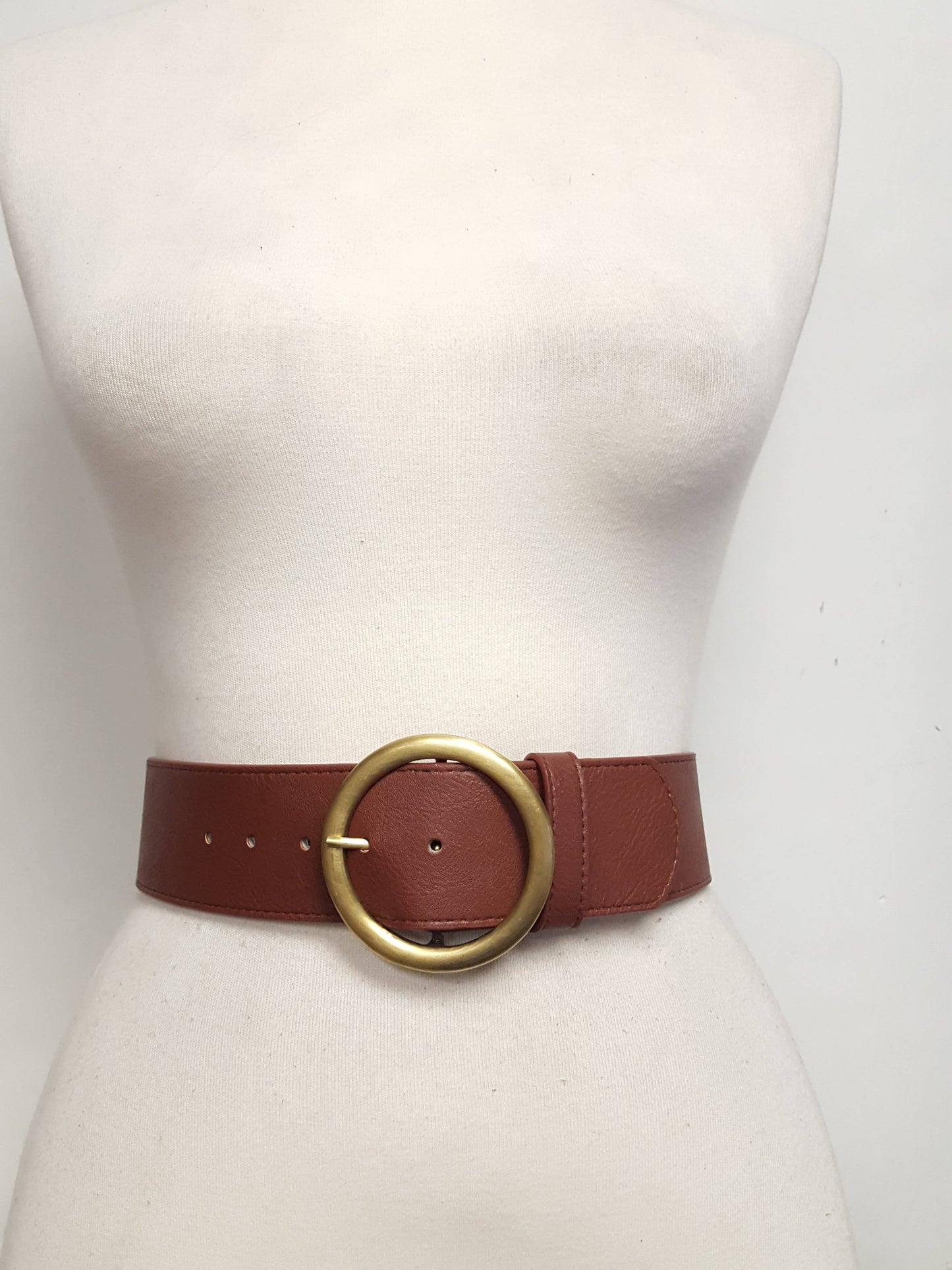 Wide High Waist Belt with Round Buckle