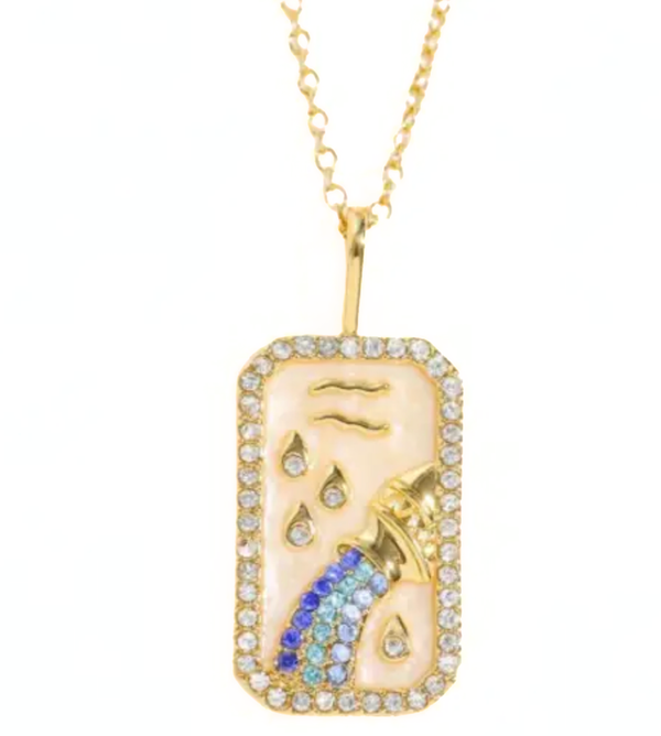 Aquarius Astrological Zodiac Necklace - Birthday Gift - Tarot Card Collection